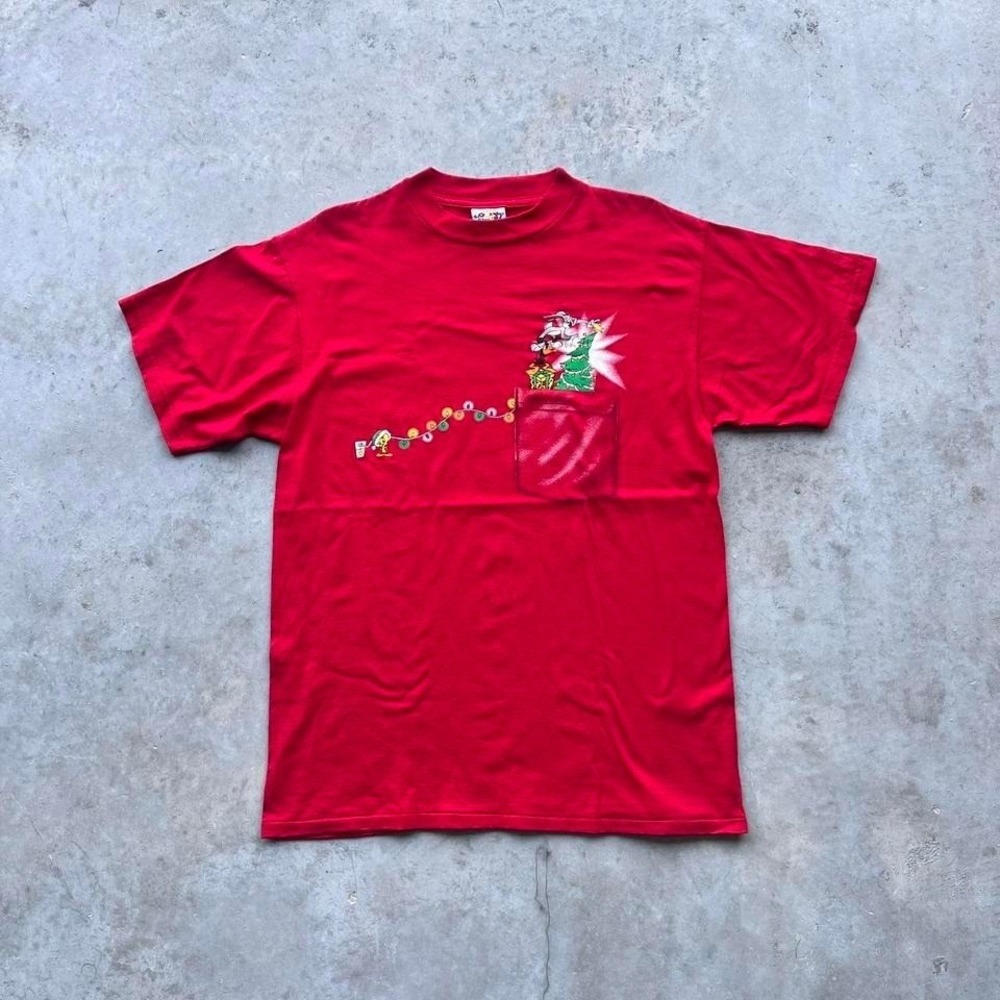 Vintage 90's Looney Tunes Bugs Bunny & Tweet Bird Christmas Tee Large